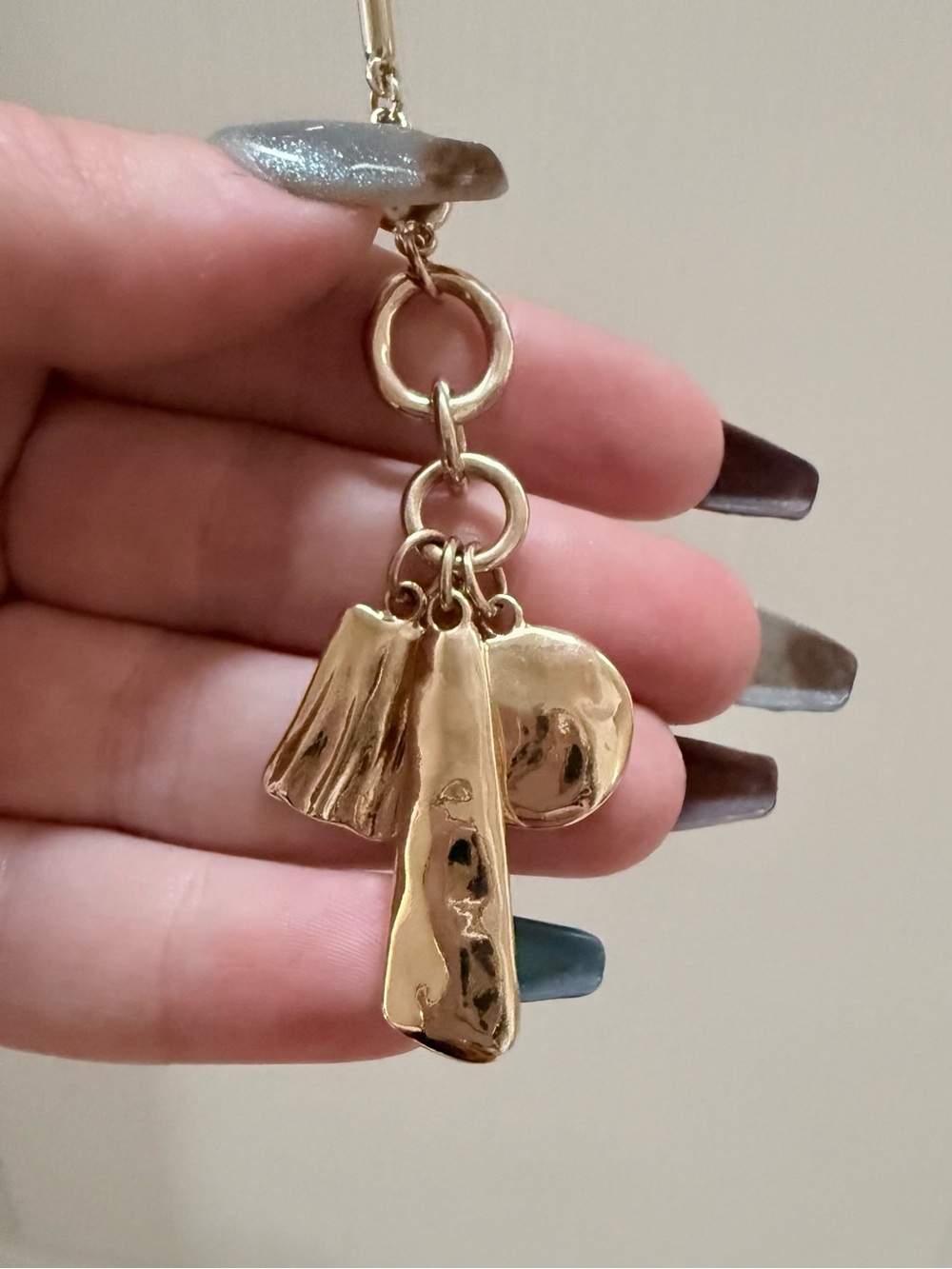 Gold Tone Abstract Charm Drop Necklace - Women Accessories